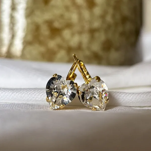 Herz Ohrringe gold Damen mit Kristallstein