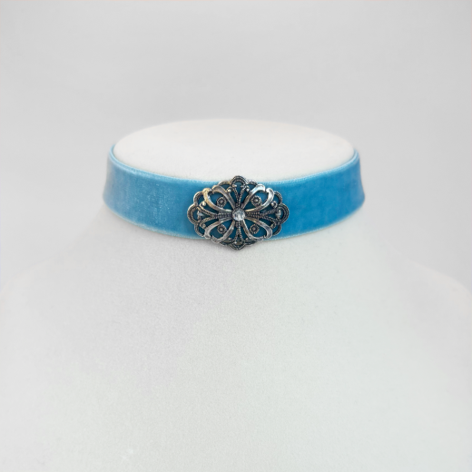 Kropfband Viktoria mit Perle türkis