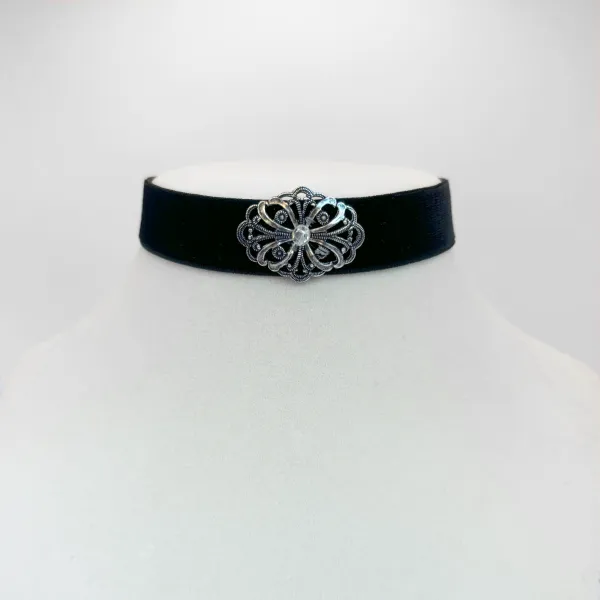 Kropfband Viktoria mit Perle schwarz