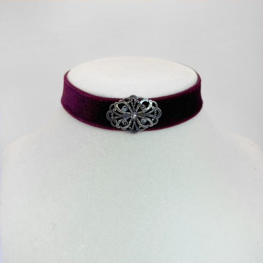 Kropfband Viktoria mit Perle bordeaux