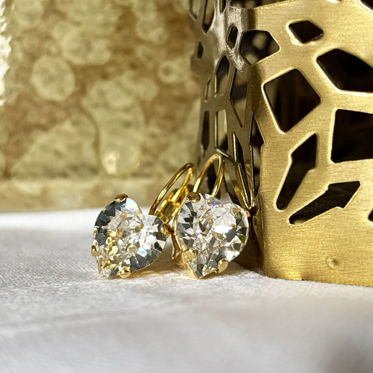 Herz Ohrringe gold Damen mit Kristallstein