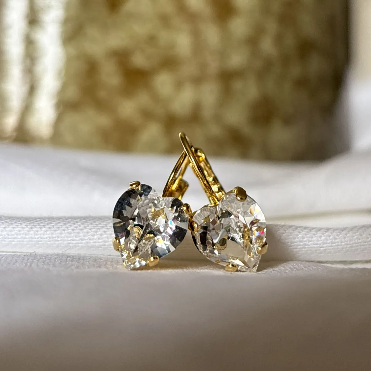 Herz Ohrringe gold Damen mit Kristallstein