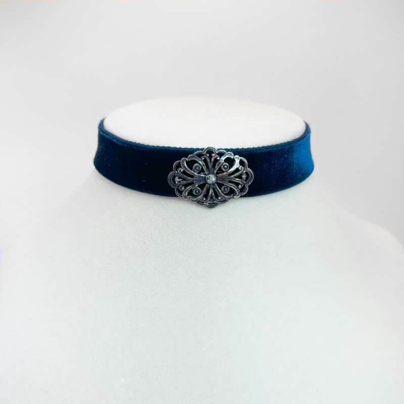 Kropfband Viktoria mit Perle dunkelblau
