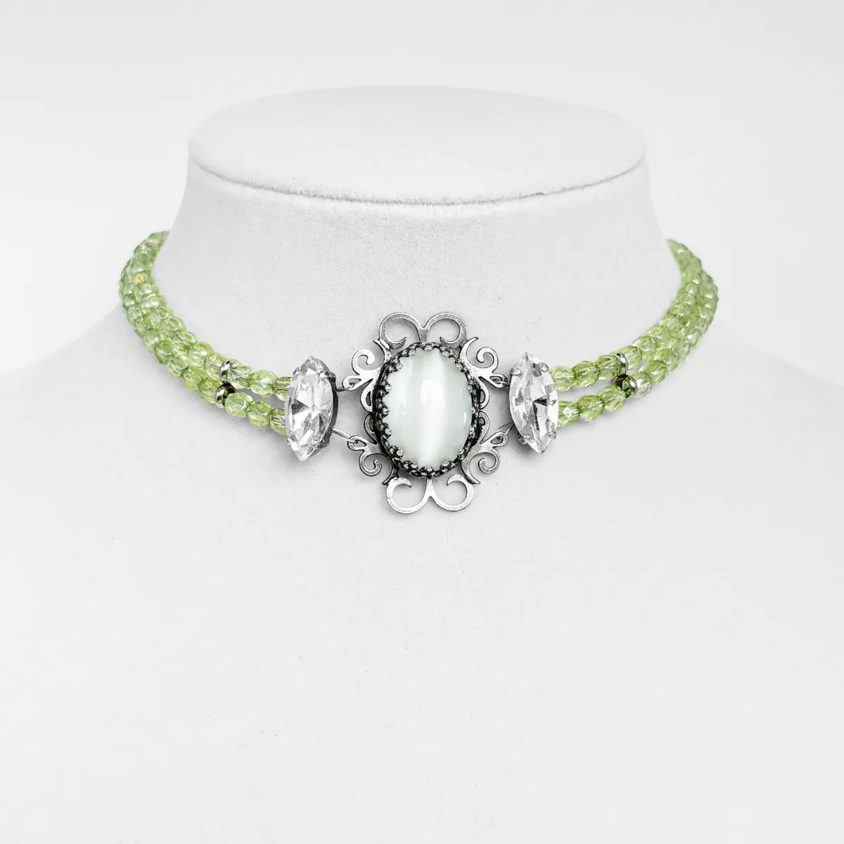Zweireihiges Glasperlencollier Lilly hellgrün